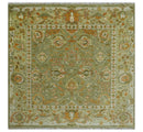 Custom Made Hand Knotted Olive and beige Traditional Style Antique Wool Rug