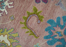 Custom Made Hand Knotted Pink and Ivory Colorful Oushak Rug