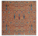 custom Made Hand Knotted Rust and Beige Traditional Turkish Knot Oushak Wool Rug
