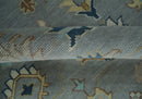 Custom Made Hand knotted Silver and Blue Traditional Oushak wool Area Rug