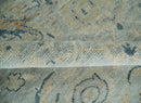 Custom Made Hand Knotted Silver and Blue Traditional Oushak Wool Rug