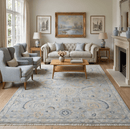 Custom Made Hand Knotted Silver and Blue Traditional Oushak Wool Rug