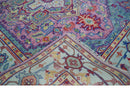 Custom Made Hand Knotted Silver, Purple and Green Traditional Wool Area Rug