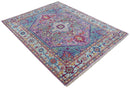 Custom Made Hand Knotted Silver, Purple and Green Traditional Wool Area Rug