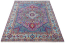 Custom Made Hand Knotted Silver, Purple and Green Traditional Wool Area Rug