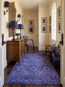 Custom Made Hand Tufted Blue Traditional Style Overdyed Wool Area Rug