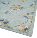 Custom Made Hand Tufted Gray, Peach and Blue Traditional Floral Antique Style Rug