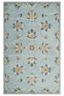 Custom Made Hand Tufted Gray, Peach and Blue Traditional Floral Antique Style Rug