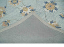Custom Made Hand Tufted Gray, Peach and Blue Traditional Floral Antique Style Rug