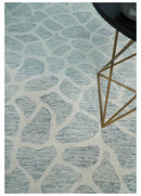 Custom Made Hand Tufted Ivory and Gray mosaic Pattern wool Area Rug