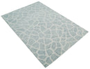 Custom Made Hand Tufted Ivory and Gray mosaic Pattern wool Area Rug