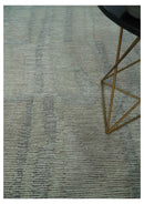Custom Made Hand Tufted Ivory, Olive and Charcoal Modern Abstract Stripes Design Rug