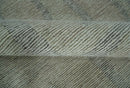 Custom Made Hand Tufted Ivory, Olive and Charcoal Modern Abstract Stripes Design Rug