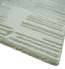 Custom Made Ivory and Olive Modern Stripes Design Hand Tufted wool Area Rug, Kids, Living Room and Bedroom Rug
