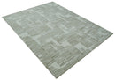 Custom Made Ivory and Olive Modern Design Hand Tufted Wool Rug