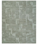 Custom Made Ivory and Olive Modern Design Hand Tufted Wool Rug