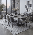 Custom Made Ivory and Silver Geometrical Handmade Leather Rug