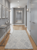Custom Made Ivory and Silver Modern Geometric Hand Tufted Wool Area Rug