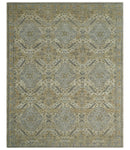 Custom Made Ivory, Brown and Blue Traditional Hand Knotted Wool Area Rug