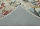 Custom Made Ivory, Charcoal and Olive Floral Design Colorful Hand Tufted wool rug