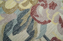 Custom Made Ivory, Charcoal and Olive Floral Design Colorful Hand Tufted wool rug
