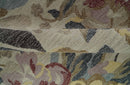 Custom Made Ivory, Charcoal and Olive Floral Design Colorful Hand Tufted wool rug
