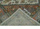 Custom Made Ivory, Silver, Peach and Olive Hand Knotted Traditional Heriz wool Area Rug