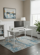 Custom Made Modern Abstract Blue And Beige Hand Tufted Wool Area Rug