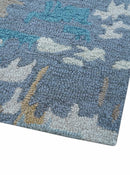 Custom Made Modern Abstract Blue And Beige Hand Tufted Wool Area Rug