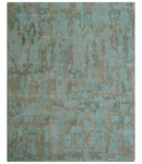 Custom Made Modern Abstract Blue Hand Tufted Wool Area Rug