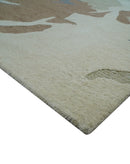 Custom Made Modern Abstract Design Beige Hand Tufted Wool Area Rug