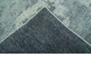 Custom Made Modern Abstract Design Blue And Gray Hand Knotted Wool Area Rug