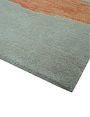 Custom Made Modern Abstract Gray And Blue Hand Tufted Wool Area Rug