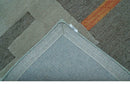 Custom Made Modern Abstract Gray And Blue Hand Tufted Wool Area Rug