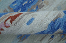 Custom Made Modern Abstract Silver And Blue Hand Tufted Wool  Rug