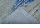Custom Made Modern Abstract Silver And Blue Hand Tufted Wool  Rug