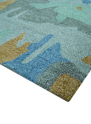 Custom Made Modern Blue Abstract Design Hand Tufted Wool And Viscose Area Rug