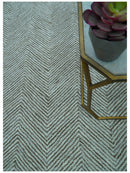 Custom Made Modern Chevron Ivory And Brown Hand Tufted Wool Area Rug