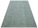 Custom Made Modern Chevron Ivory And Brown Hand Tufted Wool Area Rug