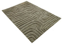 Custom Made Modern Contemporary Beige And Gray Hand Knotted Wool Rug
