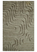 Custom Made Modern Contemporary Beige And Gray Hand Knotted Wool Rug