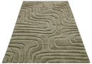Custom Made Modern Contemporary Beige And Gray Hand Knotted Wool Rug