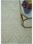 Custom Made Modern Contemporary Beige Hand Knotted Wool Area Rug