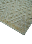 Custom Made Modern Contemporary Beige Hand Knotted Wool Area Rug