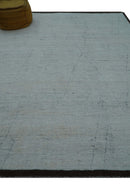 Custom Made Modern Contemporary White and Brown Hand Knotted Wool Rug