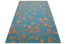 Custom Made Modern Floral Design Blue Hand Tufted Wool Area Rug