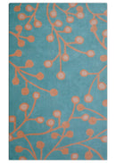 Custom Made Modern Floral Design Blue Hand Tufted Wool Area Rug