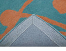Custom Made Modern Floral Design Blue Hand Tufted Wool Area Rug