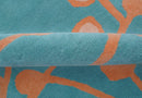 Custom Made Modern Floral Design Blue Hand Tufted Wool Area Rug