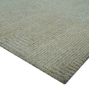Custom Made Modern Geometrical Beige and Silver Hand Tufted Natural Wool Area Rug